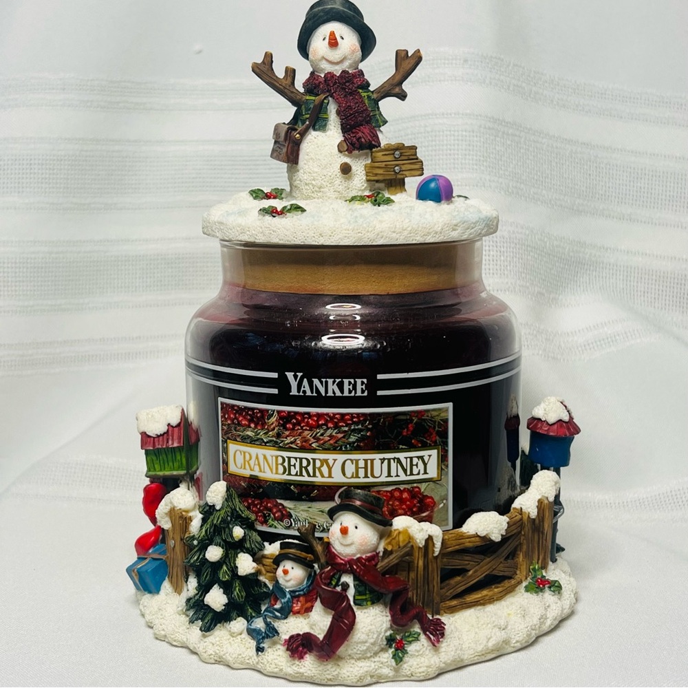 Yankee‎ Candle Housewarmer Cranberry Chutney Snowman Base and Topper NEW